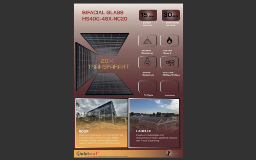 HANOVER SOLAR MONO CANOPY 20% TRANSPARANT 400WP GLASS-GLASS, TOPCON
