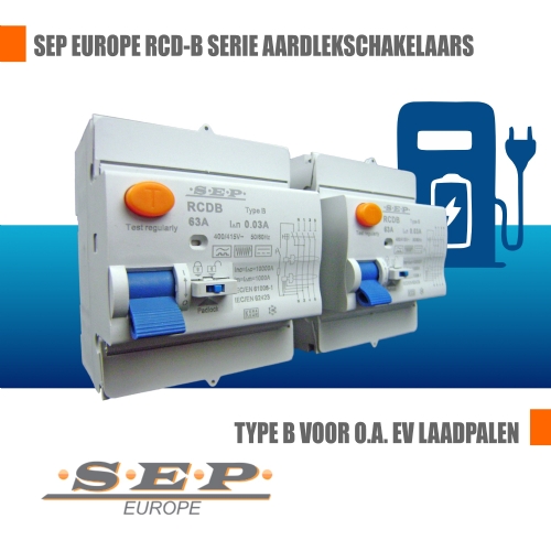 Aardlekschakelaars RCD serie in type B t.b.v. EV laadpalen